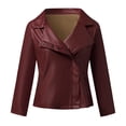 thumbnail image 3 of KIHOUT Jackets for Women Women Plus Size Jacket Coat Lady Faux Leather Jacket Lady Long Sleeve Short Coat, 3 of 9