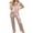 *Beige, variant on Women's Satin 2 Piece Pajama Set ,Short Sleeve Notch Lapel Collar Button Down Top and Wide Leg Pants ,Silky Soft Sleep Loungewear Outfit Red,L