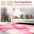 thumbnail image 2 of ODIKA 4'x6' Machine Washable Non-Slip Area Rug, Retro Geometric Honeycomb Hexagon With Modern Artistic Flair High Traffic Rug, Pink, 146568, 2 of 7