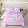 thumbnail image 2 of Erosebridal Kawaii Cute Unicorn Bed Spread Queen，Pink Clouds Cute Stars Queen Coverlet Set For Kids Girls,3pcs, 2 of 7