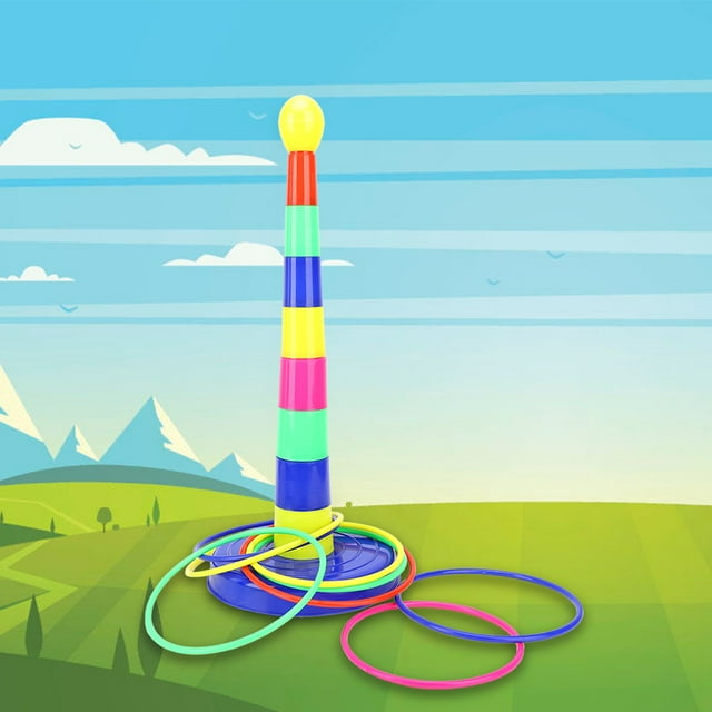 Juego Interactivo de Juguetes Ringtoss parae Hijos Divertidos Pilares Coloridos 8 Juegos de Anillos para Ejercitar la Coordinación Ojo-mano y Habilidades de Estimación de ANGGREK Otros
