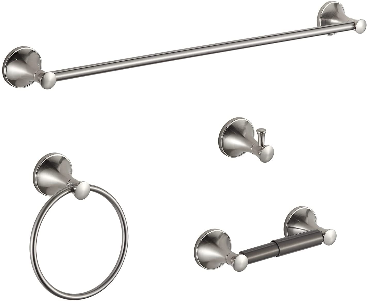 Four Piece Bathroom Accessories Set Stainless Steel Wall Mounted Brushed Nickel
