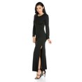 thumbnail image 2 of 24seven Comfort Apparel Strut It Black Long Sleeve Side Slit Maxi Dress, 2 of 3
