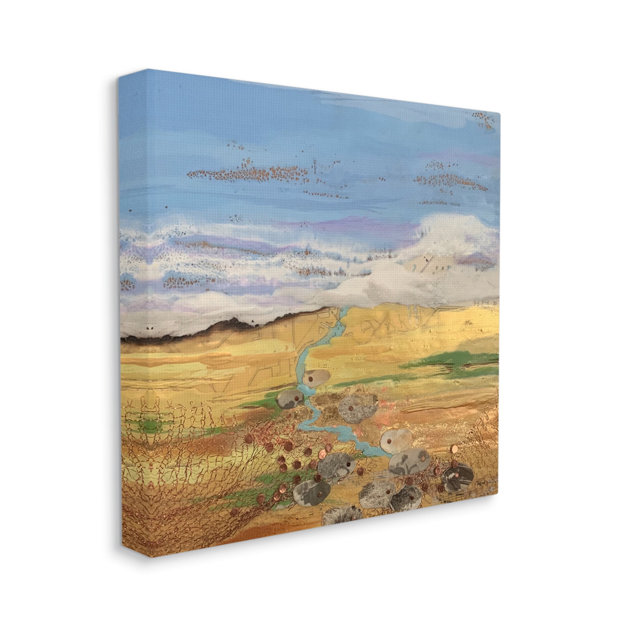 Stupell Industries Vast Grassland Stream Collage Puffy Cloud Sky Painting Gallery Wrapped Canvas Print Wall Art, Design by Stacy Gresell