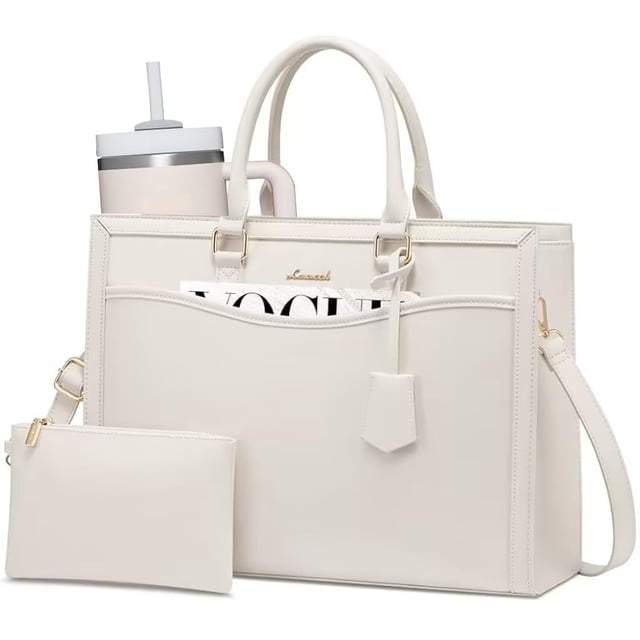 Bolsa de mano para portátil LOVEVOOK, piel, oficina, 15,6 pulgadas
