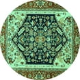 thumbnail image 1 of Ahgly Company Machine Washable Indoor Round Abstract Turquoise Blue Modern Area Rugs, 6' Round, 1 of 4