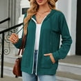 thumbnail image 4 of Ediodpoh Women's Autumn Winter Loose Long Sleeve Hooded Zipper Cardigan for Women Pocket Sweater Green S, 4 of 8