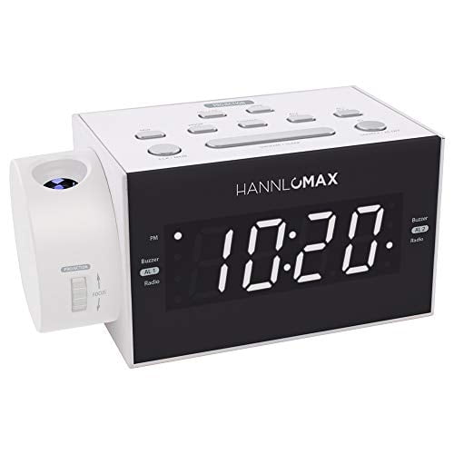 Radio FM PLL HANNLOMAX HX-109CR, Reloj con Alarma Dual, Proyección de