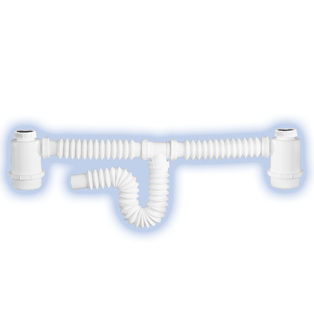 Desagüe Doble Bote 55Cm Tarja Contra Canastas Acero