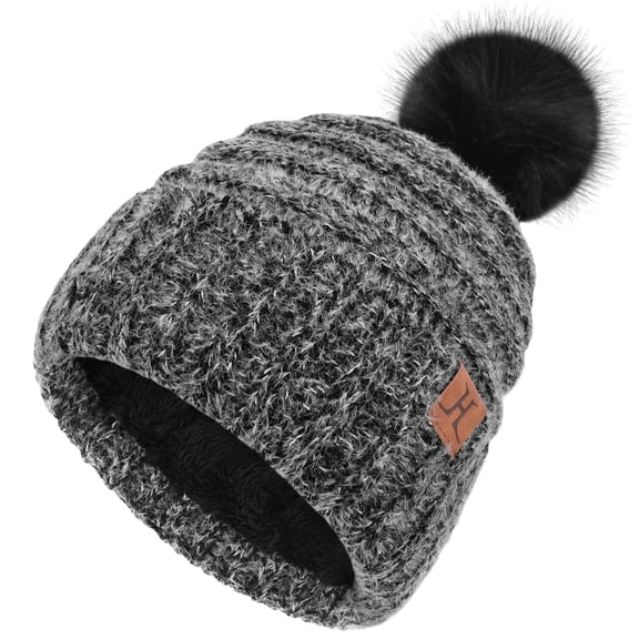 FZ FANTASTIC ZONE Winter Knit Beanie Hats for Women with Fleece Lined, Warm Soft Slouchy Womens Beanies Skull Cap for Ladies in Cold Weather