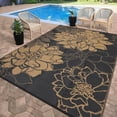 thumbnail image 2 of Hasoo 9' x 18' Black/Brown Outdoor Rug for Patio Decor Waterproof Plastic Straw Modern Geometric Carpet PP Tube Woven Portable Camping Mat for Picnic Balcony, 2 of 7