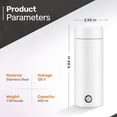 thumbnail image 2 of 300 mL Portable Electric Kettle and Water Cup, Stainless Steel Bottle, Automatic Shut Off, and Dry Protection Travel Kettle, 2 of 7