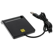 Square Card Reader, Universal Portable Smart Card Reader for Bank Card Card, Smart ID Credit Card Reader, USB 2.0 Interface, Black