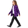 thumbnail image 3 of Tiijoy Girls Long Sleeve Button Up Shacket Casual Flannel Shirt Jacket, Purple, Sizes 4-14, 3 of 5