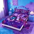 thumbnail image 2 of meiyoeat 3D Cartoon Neon Monogrammed M Bed SheetsVintage Botanical Flower Full Size Sheets For Girl,4 Pieces,1 Flat Sheet,1 Fitted Sheet and 2 Pillowcases, 2 of 6
