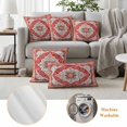 thumbnail image 6 of Orange Red Boho Outdoor Waterproof Pillow Covers, Vintage Flower Tribal Distressed Printed Decorative Rectangle Throw Pillowcase Sofa Cushion Sham for Patio/Couch/Chair, 20"x12" 2 Pack, 6 of 8