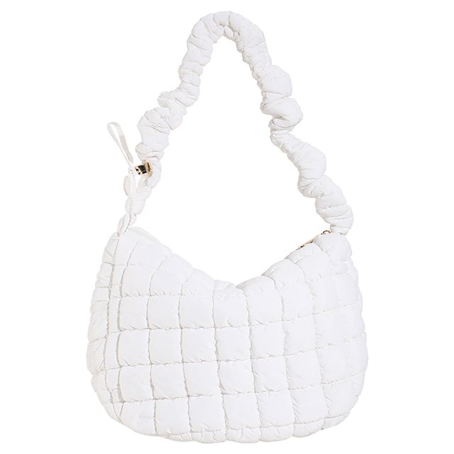 Bolso Tipo Nube Plisado Nuevo Bolso Algodón Bolso Bandolera para Mujer (blanco) Blanco