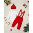thumbnail image 5 of Dearnow My First Valentines Day Baby Boy Outfit 3Pcs, Valentines Baby Rompers + Suspender Pants + Hat 3M-6M, 5 of 7