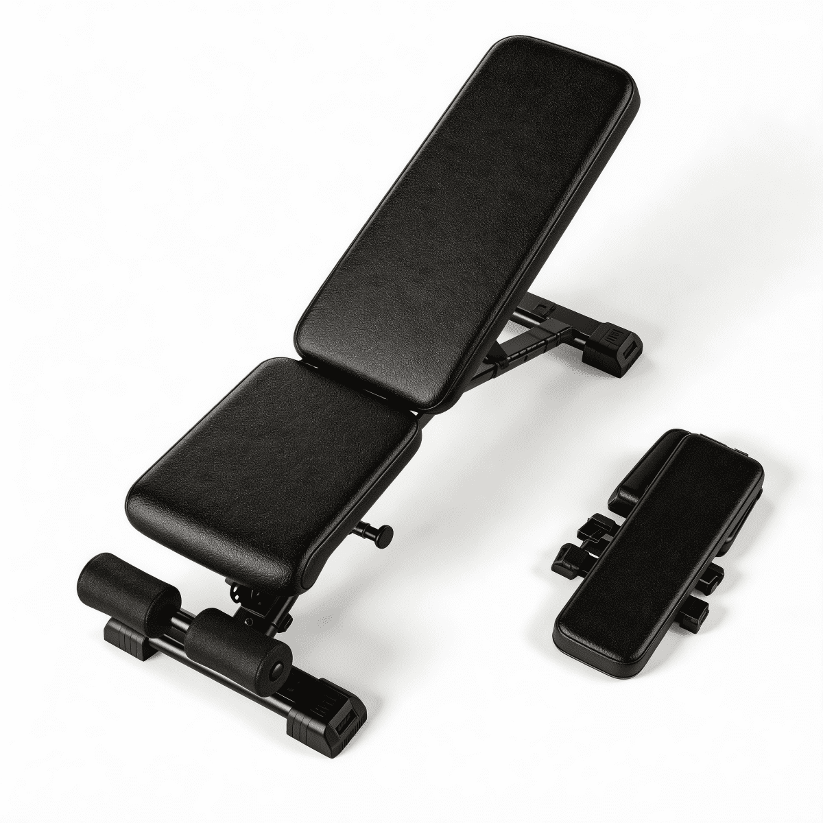 Foldable Adjustable Dumbbell Bench with 2 Resistance Bands, Multi-Purpose Incline Decline Workout Bench, Home Gym Strength Training Equipment for Full Body Exercise