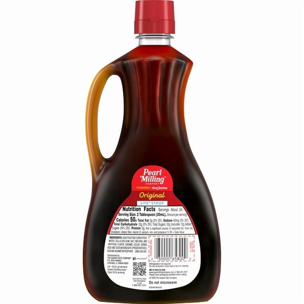 Pearl Milling Company Lite Pancake & Waffle Syrup Original, 24 fl oz Bottle, Pack of 4