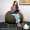 thumbnail image 2 of Big Joe Fuf 4Ft Foam Bean Bag Chair with Removable Cover for Kids, Teens, Forest Green Velveteen, Durable Woven Polyester, 4 foot Large Reading and Gaming Seat, 2 of 6