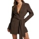 thumbnail image 1 of Conjunto de Blazer con Cinturón para Mujer, Gabardina Formal de Trabajo, Vestido Blazer Cruzado de Larga con Cinturón Café XXL, 1 of 8