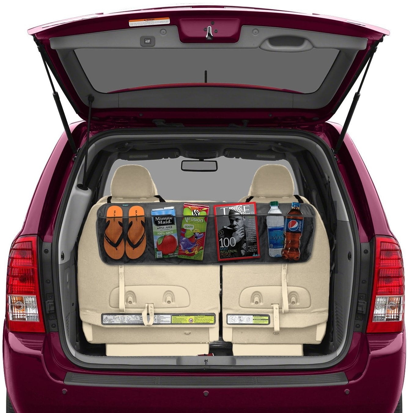 COOLBEBE Trunk Organizer Car Storage Auto Organizer with 5 Deep Pockets & 4 Pockets Mesh Car Backseat Organizer for SUV Van Container Quality 