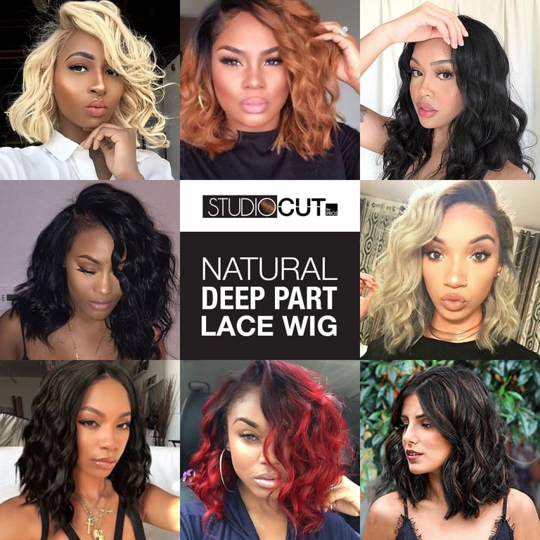 Synthetic Wavy Wig with Lace Front - Heat Resistant - 14 Inch 14 inch looking short bob wig 13x4 hd lace front - Temu main image 4