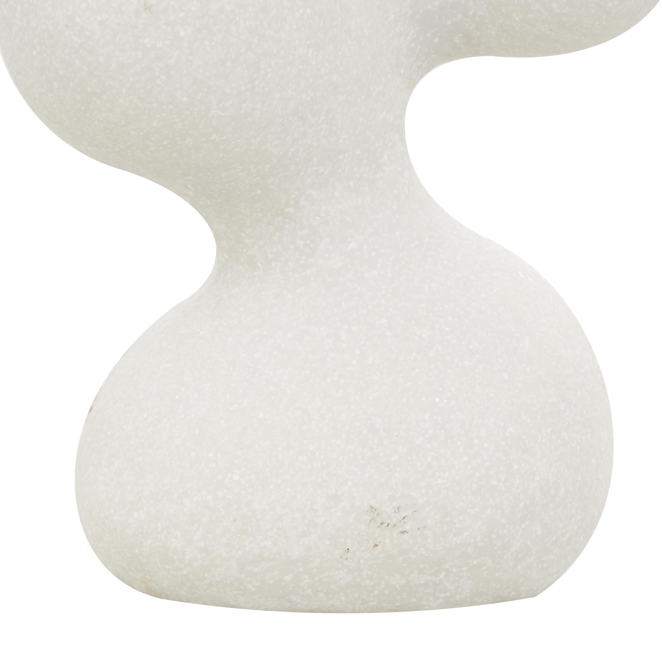 7" x 18" White Polystone Curved Shaped Abstract Sculpture with Speckled Texturing, by DecMode