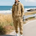 thumbnail image 2 of Moxiu Athletic Mens Tactical Sweatsuit Sets - 2 Piece Jogger Sweatshirt Cargo Sweatpants Tracksuits Leisure Outfit Khaki,XL, 2 of 9