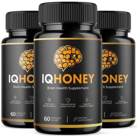 IQ Honey Advanced Formula Brain Support Pills Maximum Strength Supplement IQHoney Capsules (3 Pack)