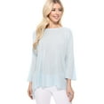 thumbnail image 3 of Yemak Women's Semi Sheer Boat Neck Knit Top with Side Vent MK8139-SND-S-BD, 3 of 5