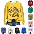 thumbnail image 2 of zaveiop Women Sweatshirt Baseball Game Day Long Sleeve Crewneck Graphic Pullover Top Baseball Softball Sport Mom Casual Shirt (Z3-Yellow, L), 2 of 8