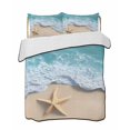 thumbnail image 2 of Quilts Twin XL Size, Teal Coastal Soft Comforter Bedding Set for Bed, Summer Beach Starfish Nautical Seaside Lightweight Quilted Bedspread with Pillow Cover(2 Pieces) for All Season, 68x98 Inch, 2 of 6