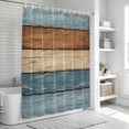thumbnail image 5 of Polyester Fabric Farmhouse Blue Brown Shower Curtain, Vintage Wooden Striped Waterproof Bathtub Curtain Bathroom Decor Set with Hooks 54 x 78 Inches, 5 of 6