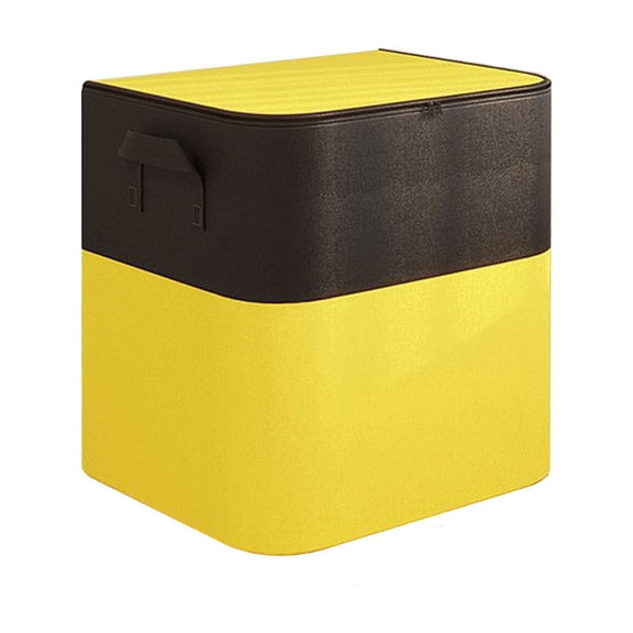 Large Storage Bag 90 Liter Non Woven Fabric Organizer with Zippered Lid Black and Yellow Color Block Design for Clothes Bedding Blankets Seasonal Storage Moving Bag Foldable Storage Tote