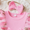 thumbnail image 5 of Pandaie 9-18M Baby Girl Clothes Newborn Infant Dress Outfit Ruffle Sleeveless Lace Floral Skirt Set with Cute Bow Headband Pink 18M(18-24 Months), 5 of 6