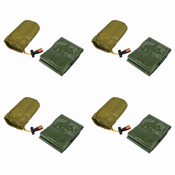 4X Emergency Sleeping Bag Bivy Sack with Whistle Outdoor Survival Sleeping Bag Thermal Blanket for Camping Backpacking