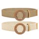 thumbnail image 1 of Cinturón tejido de paja de 2 piezas, cinturón elástico para mujer, cinturón de vestir trenzado bohemio elástico con hebilla de madera, banda delgada para la cintura, 1 of 8