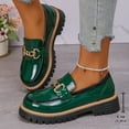 thumbnail image 2 of Green Women Round Toe Patent Leather Loafers With Low Heel For Outdoor Comfort, 2 of 9