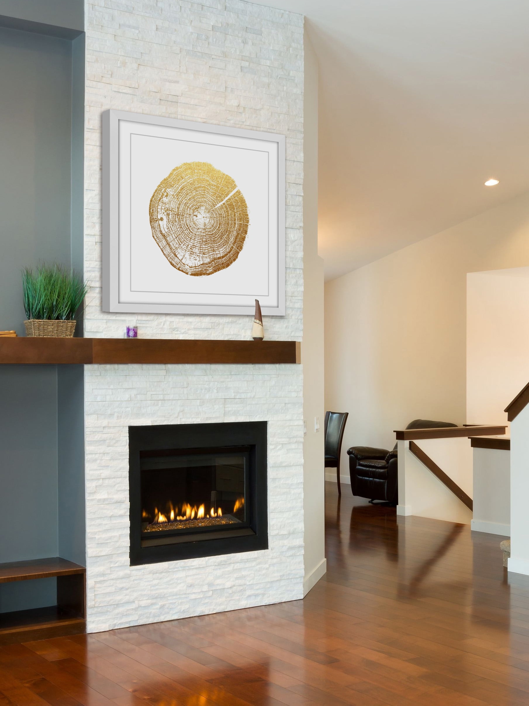 "Log Cutout Gold" Framed Painting Print