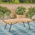 thumbnail image 4 of Patio Modern Acacia Wood Coffee Table, 50in Wide, No Assembly | Teak | Metal & Wood, 4 of 9