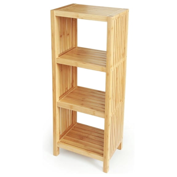 Bamboo Freestanding Organizing Shelf - Wooden Bathroom Shelf to Store Toiletries - Bamboo Shelf to Use in The Bathroom, Bedroom, and More - 4-Tier Shelf
