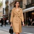 thumbnail image 6 of Women's 2025 Wool Blend Long Coat, Mid-Length Trench Style Fall Winter Overcoat with Belt, Elegant Lapel Design Warm Woolen Coat for Women, Timeless Casual Longline Belted Outerwear B XL, 6 of 9