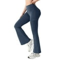 thumbnail image 2 of Domuza Women's Flare Yoga Pants with Pockets High Waist Flared Leggings Bootcut Gym Workout Pants Dark Gray M, 2 of 6