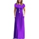 thumbnail image 1 of Qarigey Maxi vestido de manga corta con cuello y bolsillos plisados ​​para mujer Vestidos Violeta METRO Qarigey AP002044-07, 1 of 6