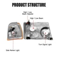thumbnail image 3 of for 2001 2002 2003 2004 2005 2006 2007 2008 2009 2010 2011 Ford Ranger Headlight Assembly Clear Lens Chrome Housing with Amber Reflector Headlight Replacement Driver and Passenger Side, 3 of 7