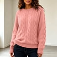 thumbnail image 3 of yillto Womens Cable Knit Sweater Top Long Sleeve Crewneck Pullover Warm Fall Winter Loose Sweaters Tops, 3 of 7