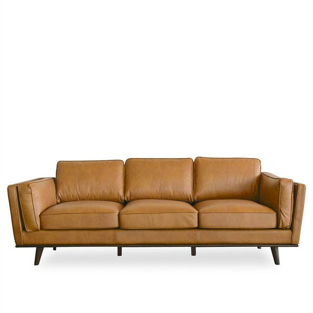 Mid Century Modern Brooklyn Cognac Tan, Brooklyn Leather Sofa