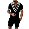 thumbnail image 2 of Yindaity Men’s short sets outfits 2 piece Summer Tracksuit Short Sleeve Polo men's shirt and short sets summer outfits for men Black,S, 2 of 5